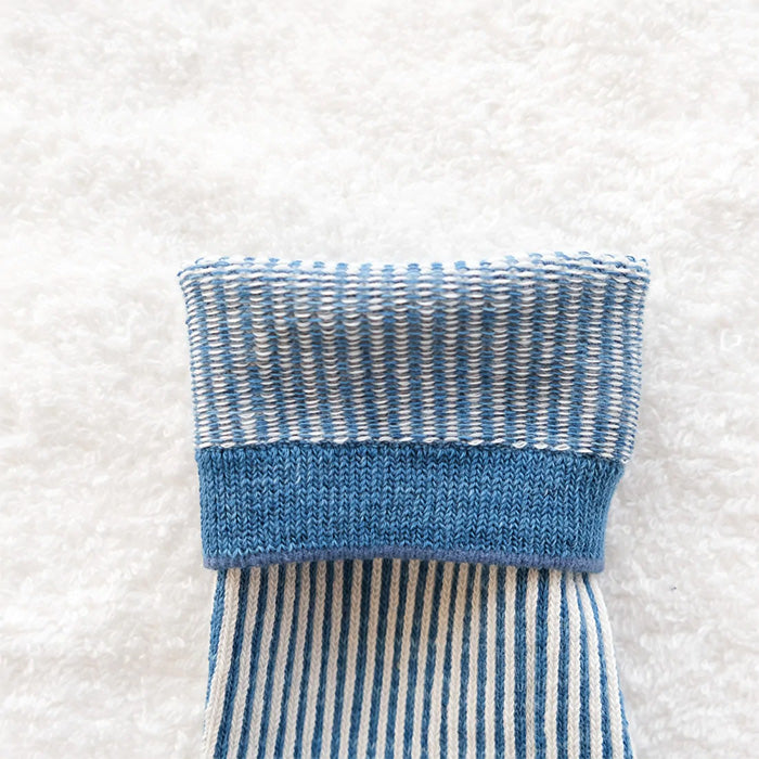 ORGANIC GARDEN Striped Socks, Organic Cotton, Indigo Dyed, Light Blue, Women's [8-0040-22], Koryo-cho, Nara, Socks, Brand 