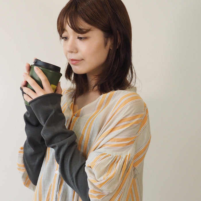 ORGANIC GARDEN Non-Constricting Arm Covers Organic Garden UV Protection 100% Organic Cotton Gallnut Dyed Natural Black Women's [8-0803-79] 