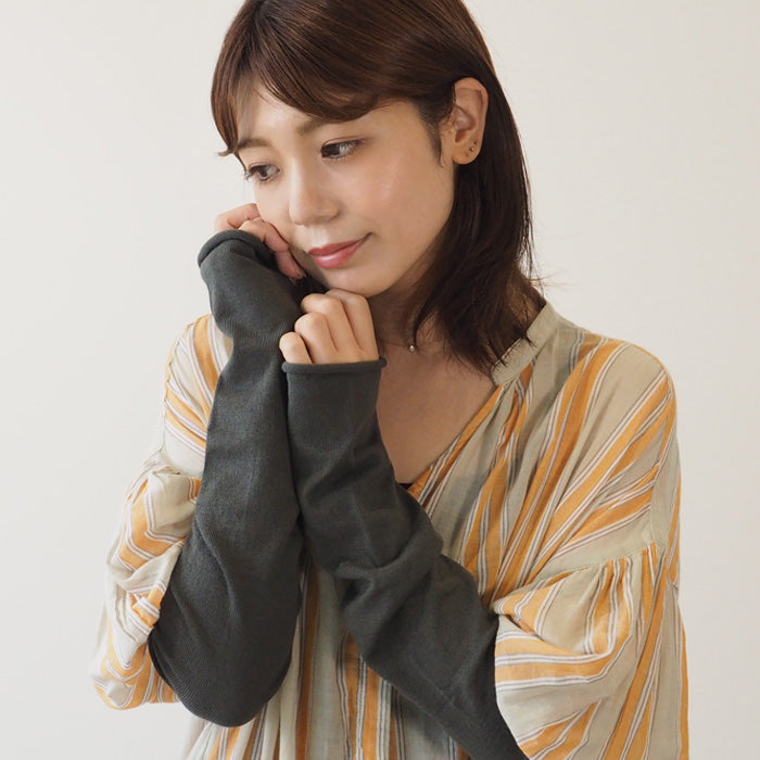 ORGANIC GARDEN Non-Constricting Arm Covers Organic Garden UV Protection 100% Organic Cotton Gallnut Dyed Natural Black Women's [8-0803-79] 