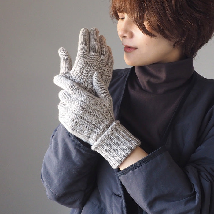 ORGANIC GARDEN(オーガニックガーデン) ヤクウール×スーピマコットン ロング手袋 モクグレー レディース [8-0912-73]