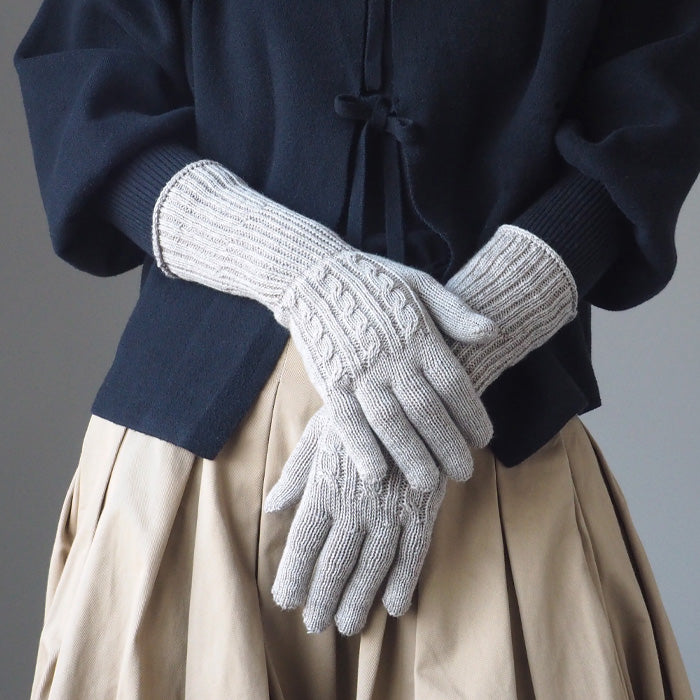 ORGANIC GARDEN Yak Wool x Supima Cotton Long Gloves Moku Gray Ladies [8-8882]