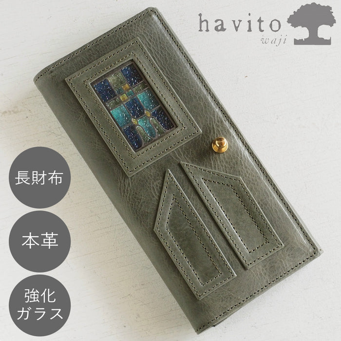 havito by waji(ハビト バイ ワジ) 長財布 "glart" ステンドグラスのアンティークドア カーキ レディース [H0202-KH]
