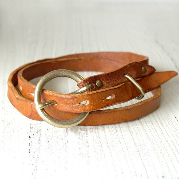 ANNAK Narrow Ring Washed Leather Belt Beige Ladies [AK10TA-C0011S-BEG] 