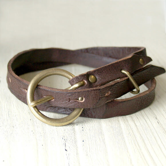ANNAK Narrow Ring Washed Leather Belt Dark Brown Ladies [AK10TA-C0011S-DBR] 