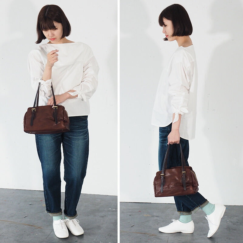 ANNAK Boston bag S size Tochigi leather Washed leather Dark brown [AK14TA-A0002-DBR] 