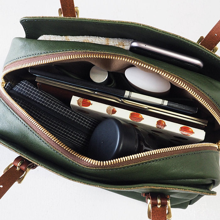 ANNAK Boston bag S size Tochigi leather Washed leather Green [AK14TA-A0002-GRN] 