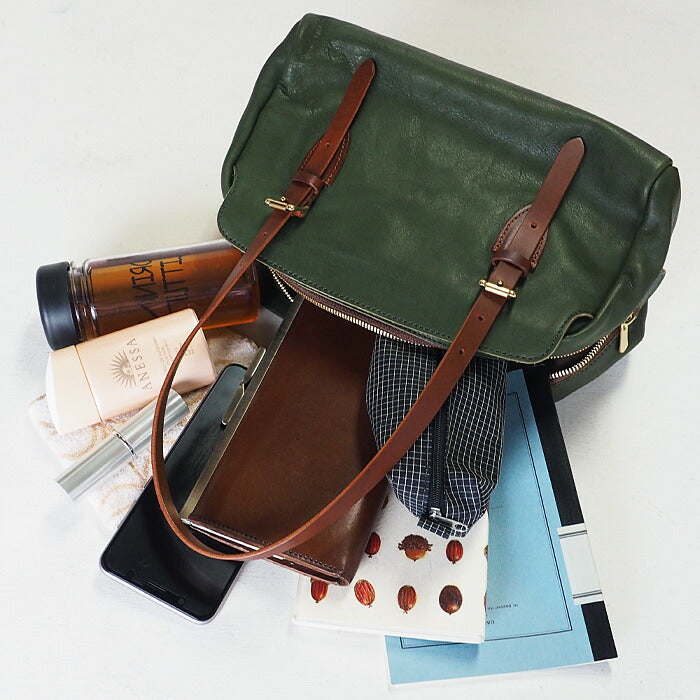 ANNAK Boston bag S size Tochigi leather Washed leather Green [AK14TA-A0002-GRN] 