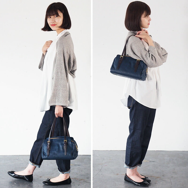 ANNAK Boston bag S size Tochigi leather Washed leather Navy [AK14TA-A0002-NVY] 