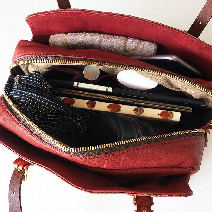 ANNAK Boston bag S size Tochigi leather Washed leather Red [AK14TA-A0002-RED] 