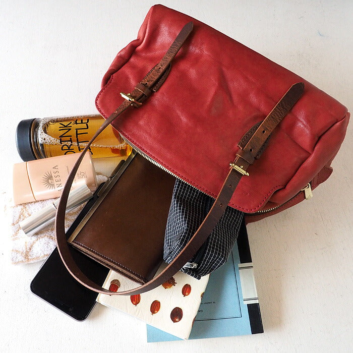 ANNAK Boston bag S size Tochigi leather Washed leather Red [AK14TA-A0002-RED] 