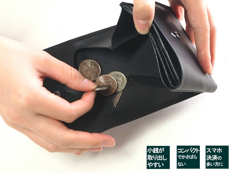 ANNAK Tochigi Leather Compact Bifold Garson Wallet All Leather Black [AK16TA-B0054-BLK] 