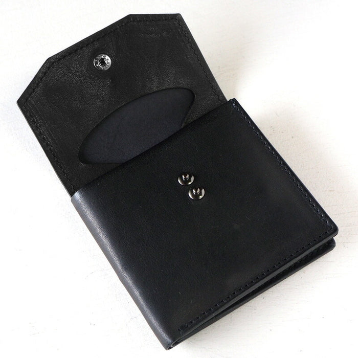 ANNAK Tochigi Leather Compact Bifold Garson Wallet All Leather Black [AK16TA-B0054-BLK] 