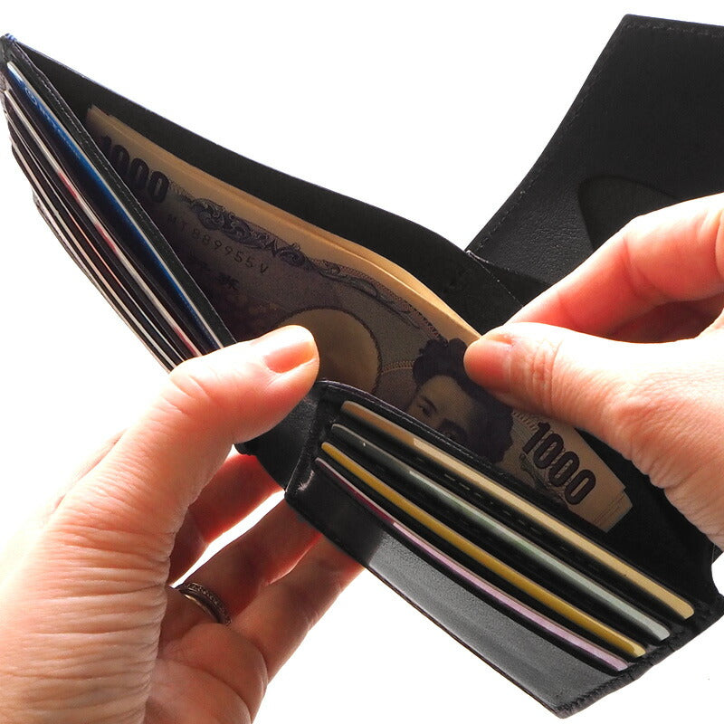 ANNAK Tochigi Leather Compact Bifold Garson Wallet All Leather Black [AK16TA-B0054-BLK] 