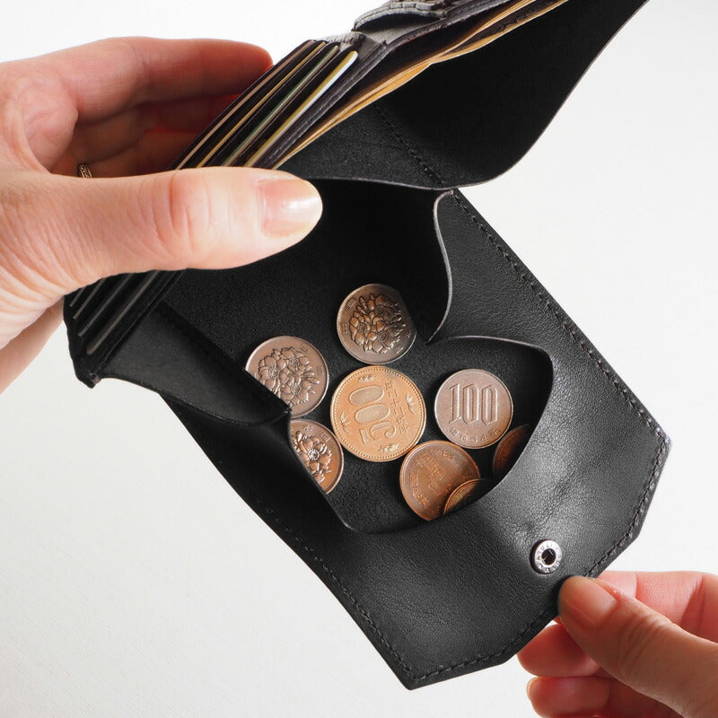 ANNAK Tochigi Leather Compact Bifold Garson Wallet All Leather Black [AK16TA-B0054-BLK] 