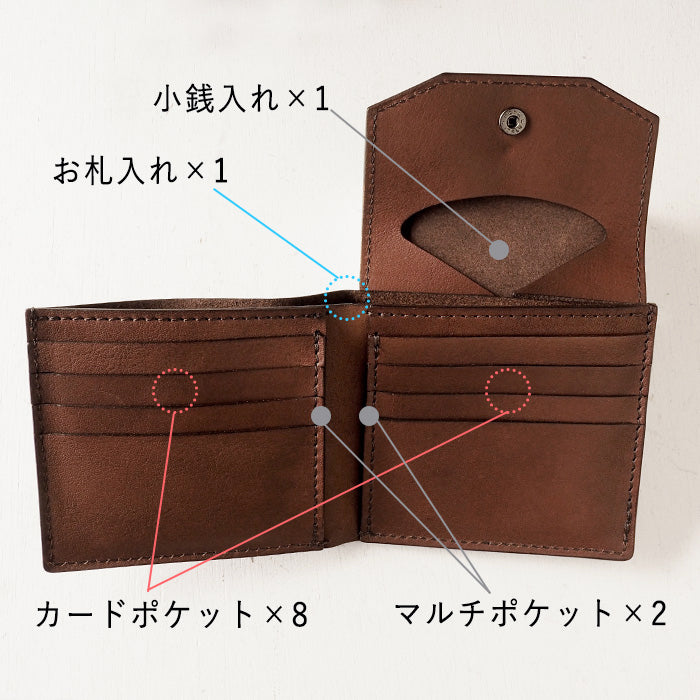 ANNAK Tochigi 皮革 Compact Bifold Garson 錢包 All 皮革 棕色 [AK16TA-B0054-BR] 