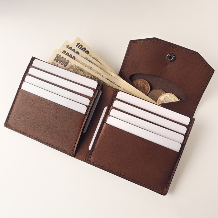 ANNAK Tochigi Leather Compact Bifold Garson Wallet All Leather Brown [AK16TA-B0054-BR] 