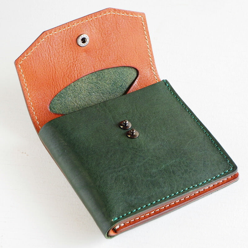ANNAK Tochigi Leather Compact Bifold Garson Wallet All Leather Green [AK16TA-B0054-GRN] 
