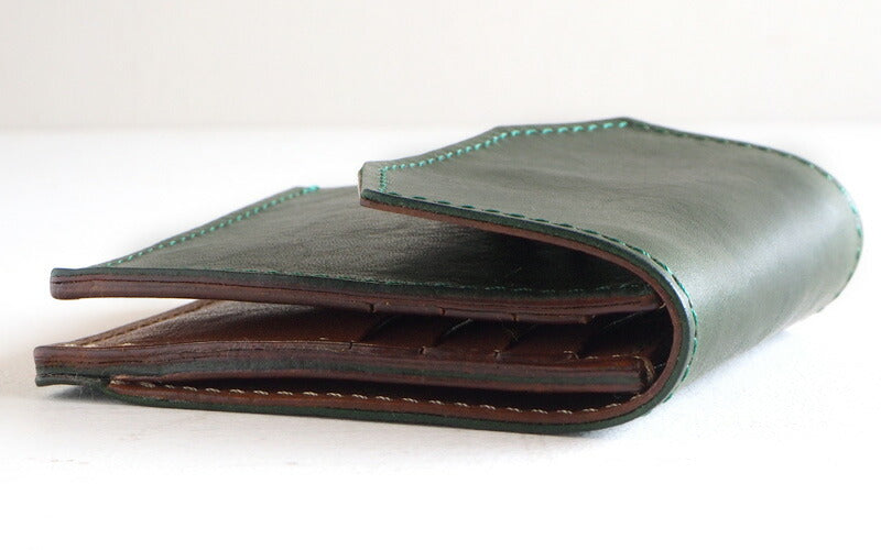 ANNAK Tochigi Leather Compact Bifold Garson Wallet All Leather Green [AK16TA-B0054-GRN] 