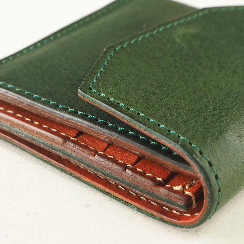 ANNAK Tochigi Leather Compact Bifold Garson Wallet All Leather Green [AK16TA-B0054-GRN] 