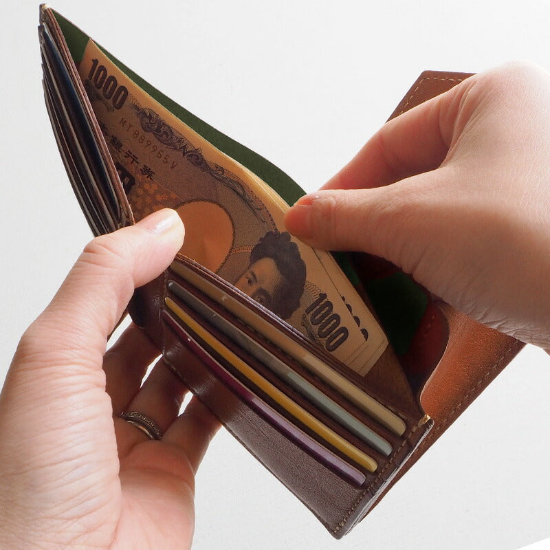 ANNAK Tochigi Leather Compact Bifold Garson Wallet All Leather Green [AK16TA-B0054-GRN] 