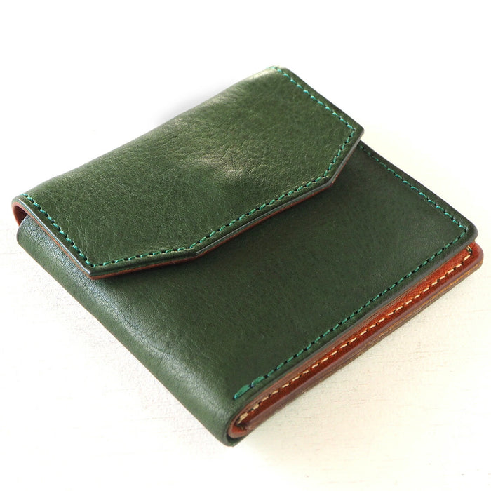 ANNAK Tochigi Leather Compact Bifold Garson Wallet All Leather Green [AK16TA-B0054-GRN] 