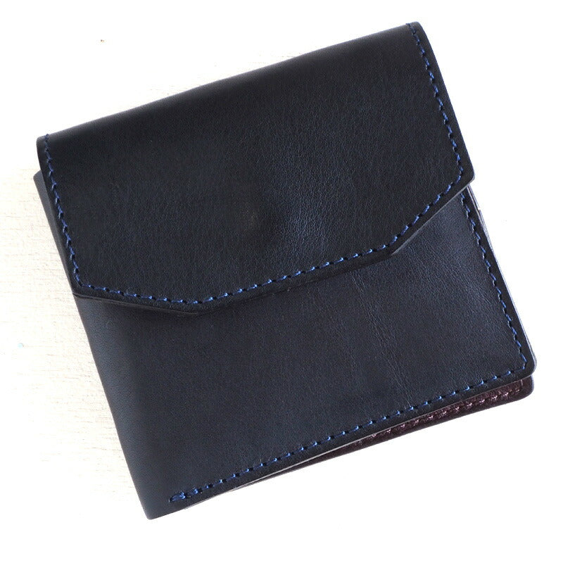 ANNAK Tochigi Leather Compact Bifold Garson Wallet All Leather Navy [AK16TA-B0054-NVY] 
