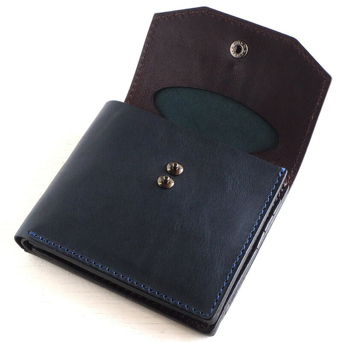 ANNAK Tochigi Leather Compact Bifold Garson Wallet All Leather Navy [AK16TA-B0054-NVY] 