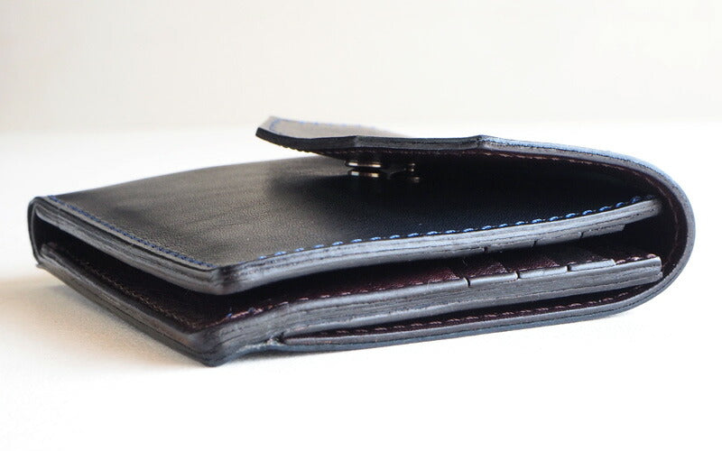 ANNAK Tochigi Leather Compact Bifold Garson Wallet All Leather Navy [AK16TA-B0054-NVY] 