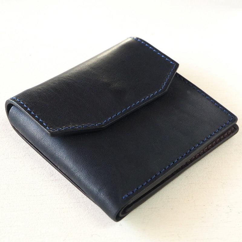 ANNAK Tochigi Leather Compact Bifold Garson Wallet All Leather Navy [AK16TA-B0054-NVY] 