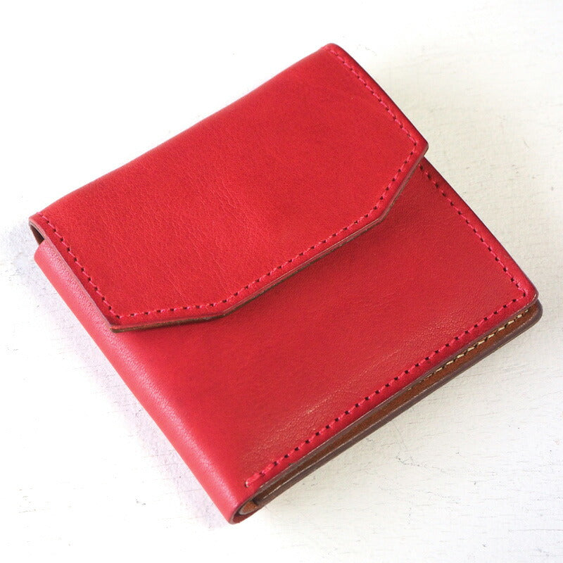 ANNAK(アナック) 栃木レザー コンパクト二つ折り ギャルソンウォレット オールレザー レッド [AK16TA-B0054-RED]