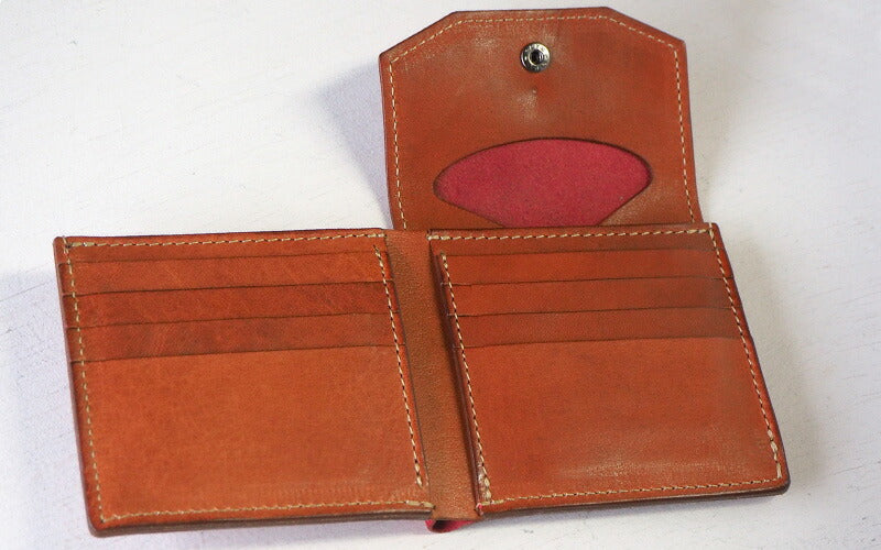 ANNAK(アナック) 栃木レザー コンパクト二つ折り ギャルソンウォレット オールレザー レッド [AK16TA-B0054-RED]