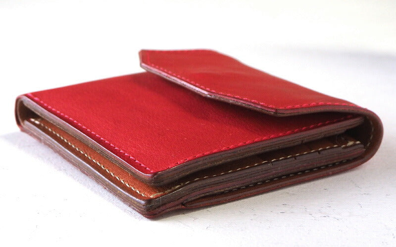 ANNAK(アナック) 栃木レザー コンパクト二つ折り ギャルソンウォレット オールレザー レッド [AK16TA-B0054-RED]