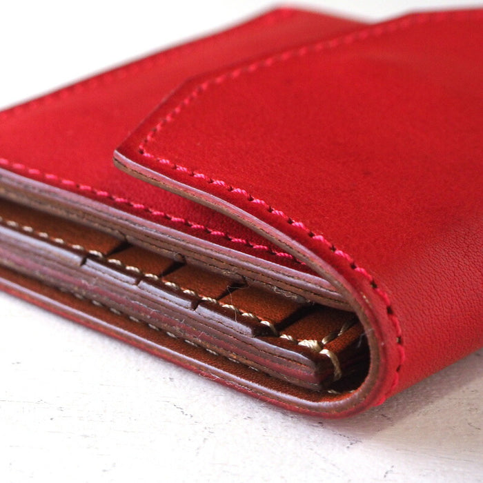 ANNAK Tochigi Leather Compact Bifold Garson Wallet All Leather Red [AK16TA-B0054-RED] 
