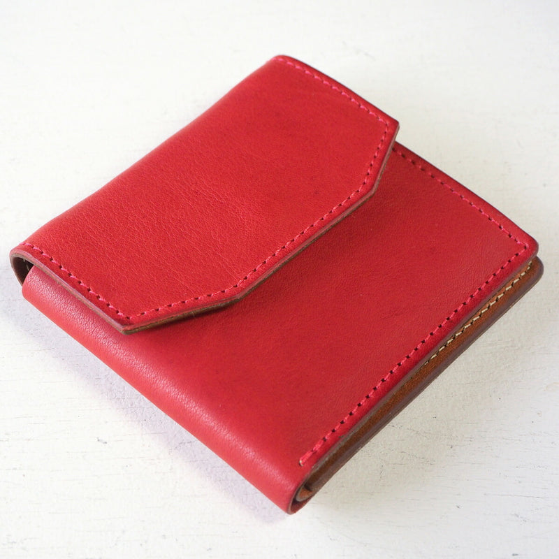 ANNAK(アナック) 栃木レザー コンパクト二つ折り ギャルソンウォレット オールレザー レッド [AK16TA-B0054-RED]