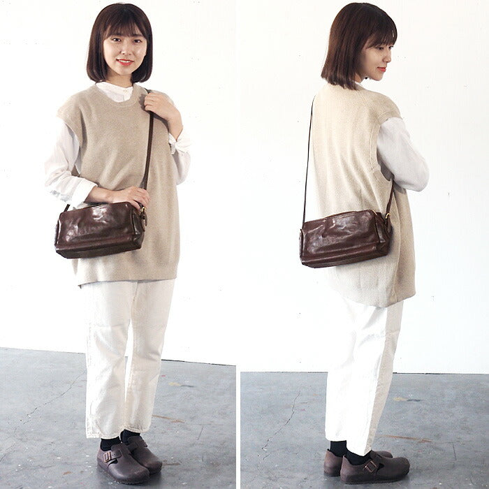 ANNAK（アナック） あおりポケット付き ショルダーバッグ 栃木レザー ウォッシュドレザー ダークブラウン [AK18TA-A0004-DBR]