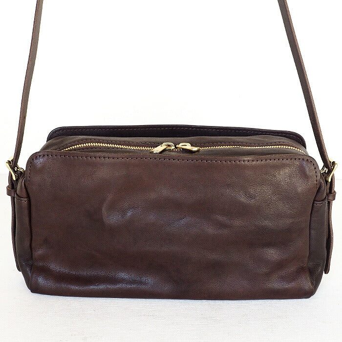 ANNAK（アナック） あおりポケット付き ショルダーバッグ 栃木レザー ウォッシュドレザー ダークブラウン [AK18TA-A0004-DBR]