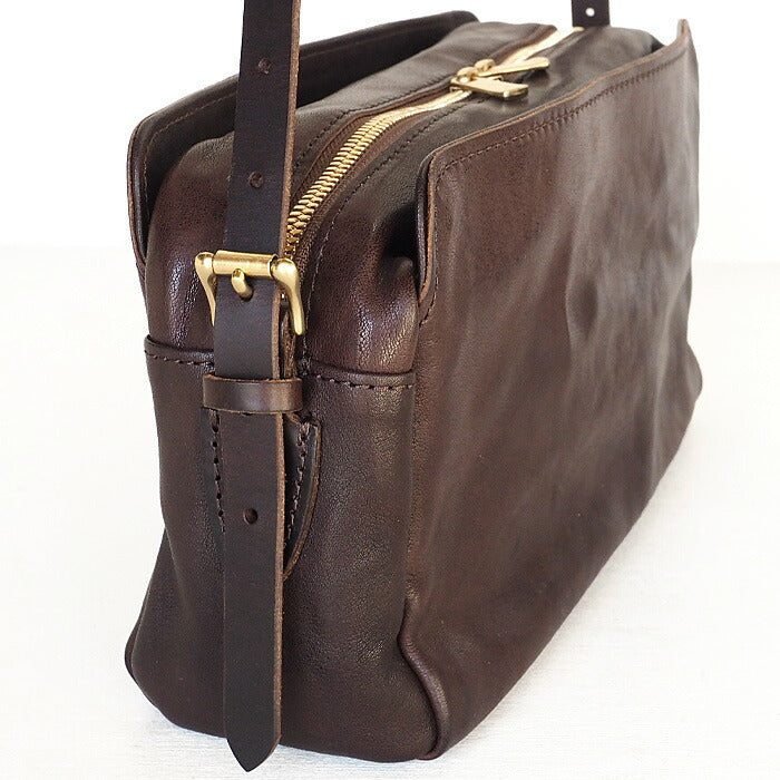 ANNAK（アナック） あおりポケット付き ショルダーバッグ 栃木レザー ウォッシュドレザー ダークブラウン [AK18TA-A0004-DBR]