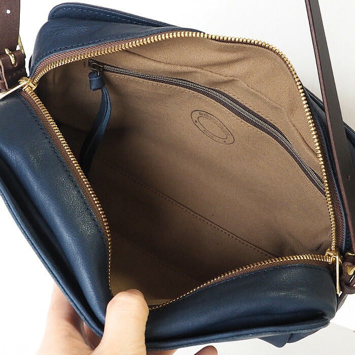 ANNAK（アナック） あおりポケット付き ショルダーバッグ 栃木レザー ウォッシュドレザー ネイビー [AK18TA-A0004-NVY]