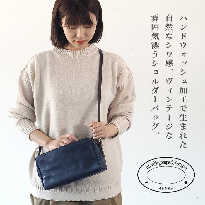 ANNAK Shoulder bag with tail pocket Tochigi leather Washed leather Navy [AK18TA-A0004-NVY] 