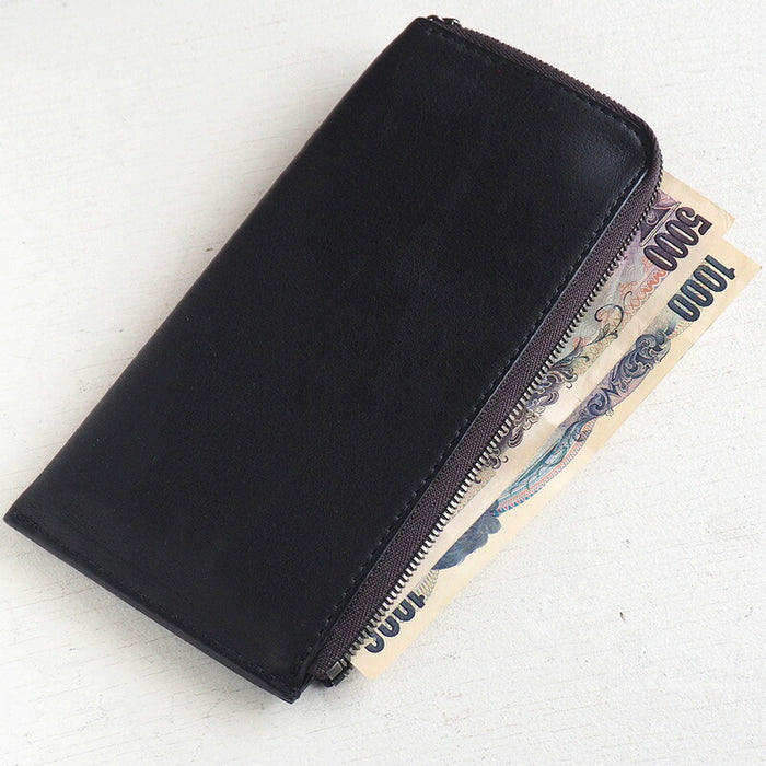 ANNAK Tochigi leather L-shaped long wallet slim wallet black [AK19TA-B0072-BLK] 