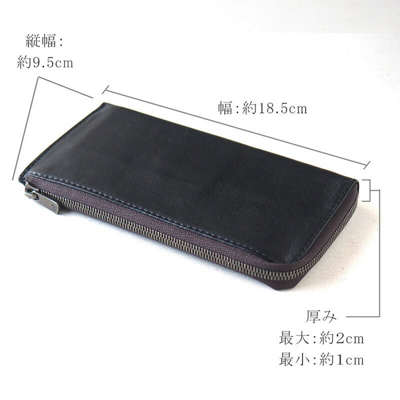 ANNAK Tochigi leather L-shaped long wallet slim wallet black [AK19TA-B0072-BLK] 