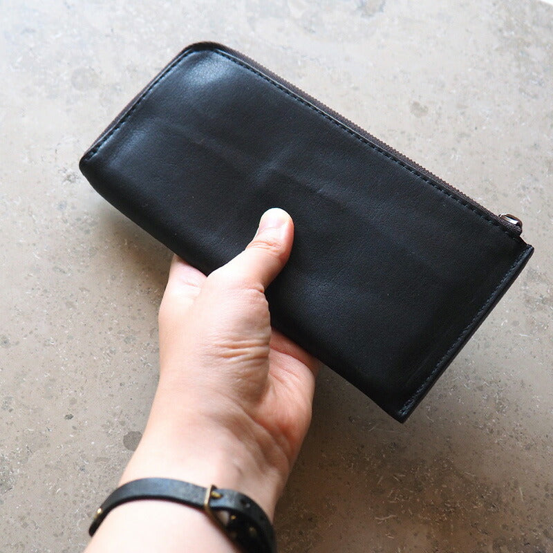 ANNAK Tochigi leather L-shaped long wallet slim wallet black [AK19TA-B0072-BLK] 