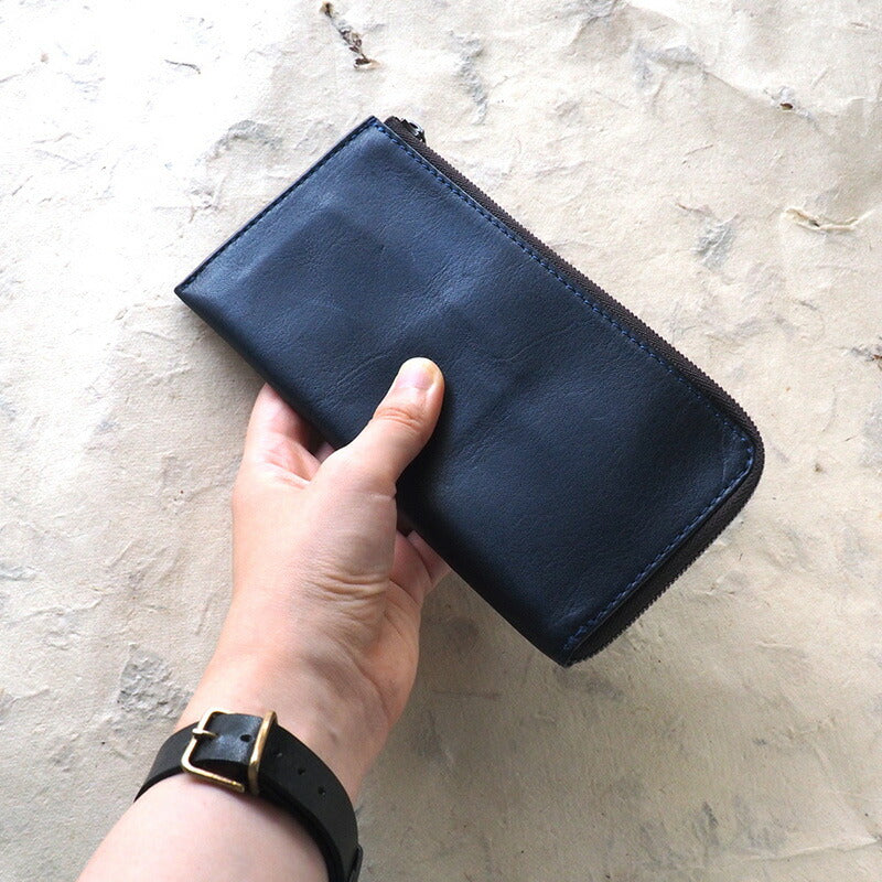 ANNAK Tochigi Leather L-shaped Long Wallet Slim Wallet Navy [AK19TA-B0072-NVY] 