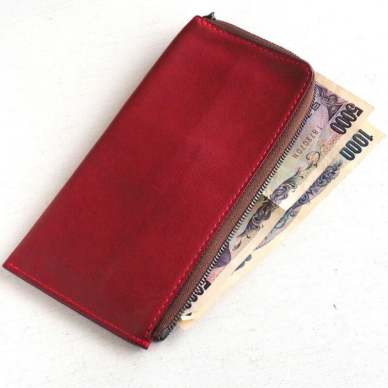 ANNAK Tochigi Leather L-shaped Long Wallet Slim Wallet Red [AK19TA-B0072-RED] 