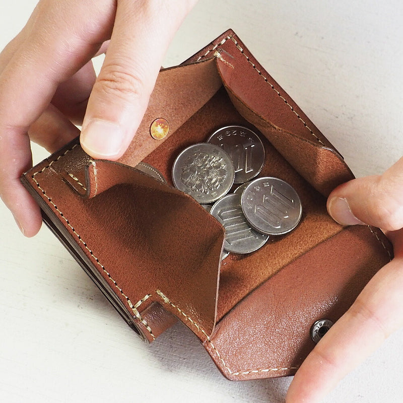 ANNAK Small Wallet Compact Trifold Mini Wallet Tochigi Leather Beige [AK20TA-B0004-BEG] 