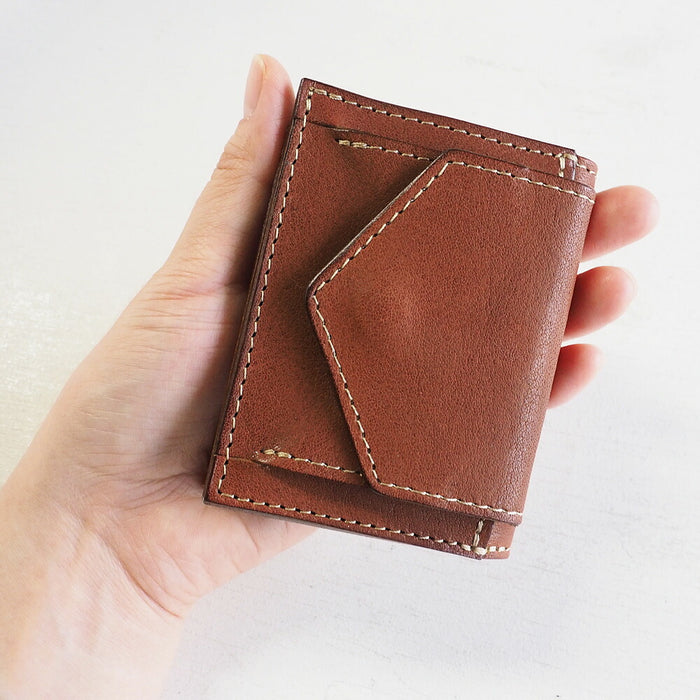 ANNAK Small Wallet Compact Trifold Mini Wallet Tochigi Leather Beige [AK20TA-B0004-BEG] 