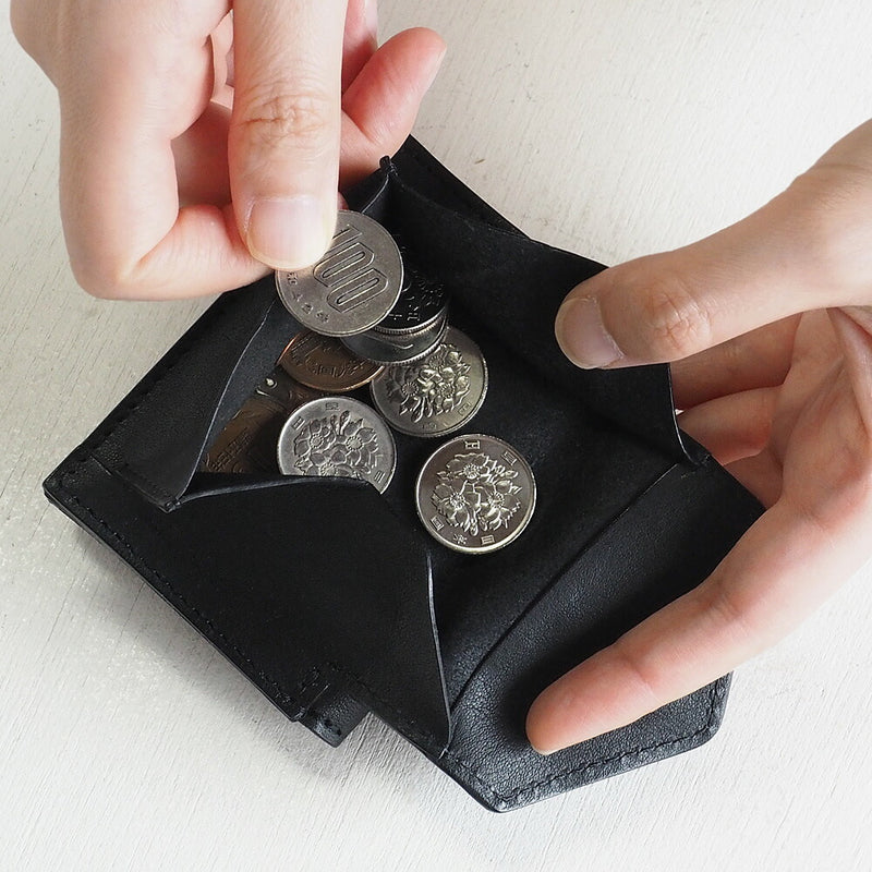 ANNAK Small Wallet Compact Trifold Mini Wallet Tochigi Leather Black [AK20TA-B0004-BLK] 