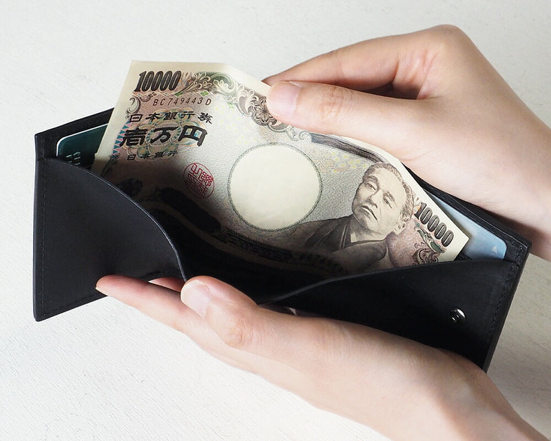 ANNAK Small Wallet Compact Trifold Mini Wallet Tochigi Leather Black [AK20TA-B0004-BLK] 