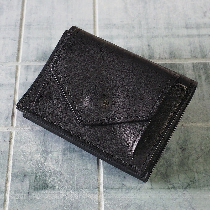 ANNAK Small Wallet Compact Trifold Mini Wallet Tochigi Leather Black [AK20TA-B0004-BLK] 
