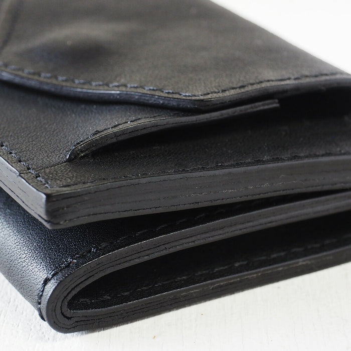 ANNAK Small Wallet Compact Trifold Mini Wallet Tochigi Leather Black [AK20TA-B0004-BLK] 